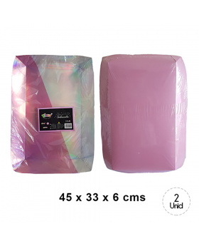 SET 10 BANDEJA RECTANGULAR ROSA IRIDESCENTE 10/100