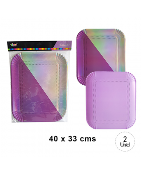 BANDEJA GRANDE LILA IRIDISCENTE SET2U /50