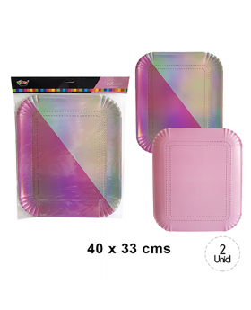 BANDEJA GRANDE ROSA IRIDISCENTE SET2U /50