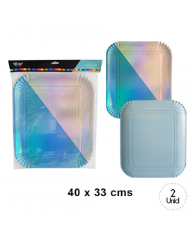 BANDEJA GRANDE CELESTE IRIDISCENTE SET2U /50