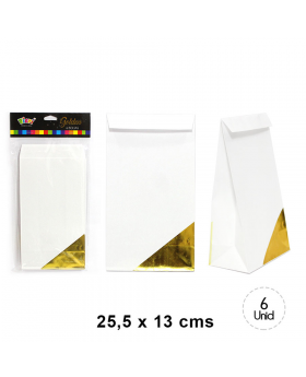 BOLSA PAPEL BLANCOGOLD IRIDISC 25.5x13CM SET6U/120