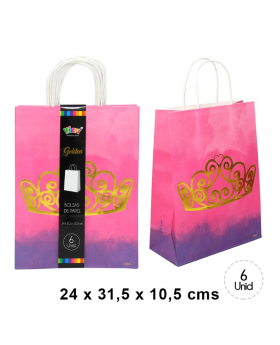 BOLSA PAPEL CORONA 24x10.5x31.5CM SET6U /60