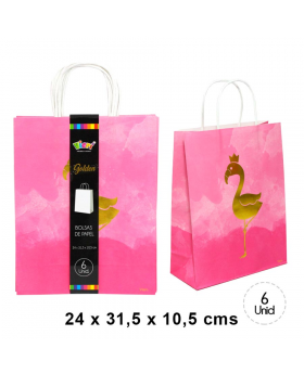 BOLSA PAPEL FLAMENCO 24x10.5x31.5CM SET6U /60