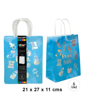 BOLSA PAPEL BABYSHOWER NIÑO 21x11x27CM SET6U /60