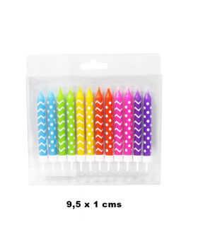 VELA ONDA Y PUNTO COLOR SET12U /288