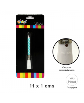 VELA CON BASE MUSICAL CALIPSO 11CM /288