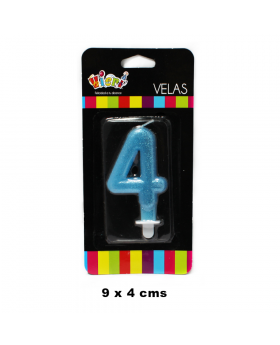 VELA GLITTER NUMERO 4 9CM /288