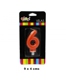 VELA GLITTER NUMERO 6 9CM /288
