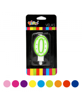 VELA PUNTOS NUMERO 0 COLORES SURTIDOS /288