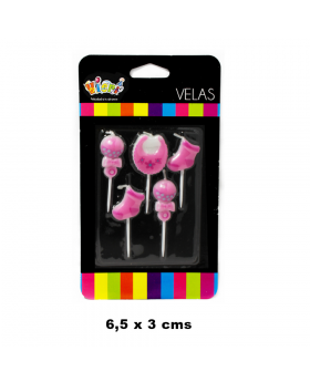 VELAS BABY SHOWER NIÑA SET5U /144