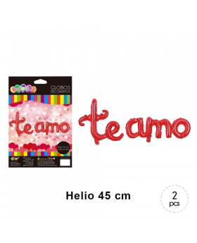 GLOBOS HELIO LETRAS TE AMO COLOR ROJO/240