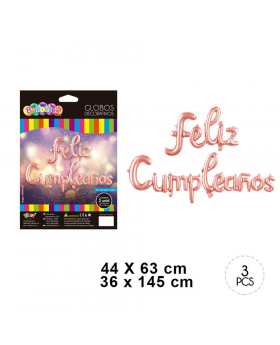 KIT GLOBO FELIZ CUMPLEANOS ROSE GOLD NICE/240