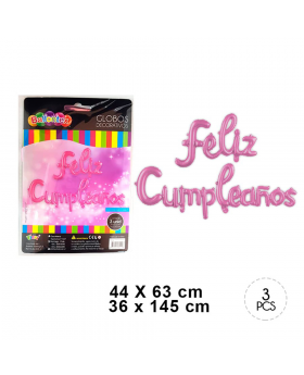 KIT GLOBO FELIZ CUMPLEANOS ROSADO NICE/240