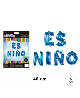 KIT GLOBOS HELIO LETRAS ES NIÑO /200