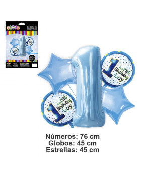 GLOBOS BOUQUET NUMERO 1 BOY KIT5P /200
