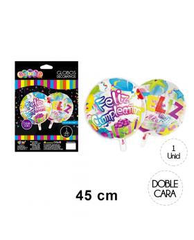 ST 10UN GLOBO FELIZ CUMPLEAÑOS DOBLE DISEÑO / 600