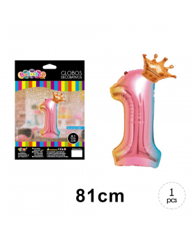 GLOBO HELIO NUMERO 1 PRINCESS PINK 81CM /600