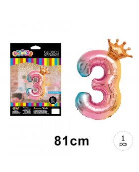 GLOBO HELIO NUMERO 3 PRINCESS PINK 81CM /600