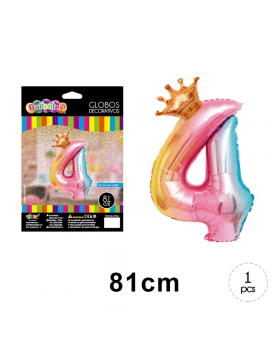 GLOBO HELIO NUMERO 4 PRINCESS PINK 81CM /600