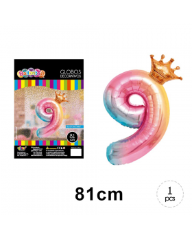 GLOBO HELIO NUMERO 9 PRINCESS PINK 81CM /600