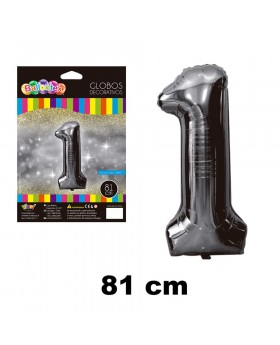GLOBO HELIO NUMERO 1 NEGRO 81CM /600