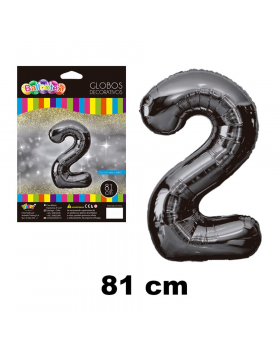 GLOBO HELIO NUMERO 2 NEGRO 81CM /600