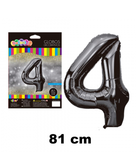 GLOBO HELIO NUMERO 4 NEGRO 81CM /600