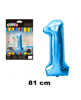 GLOBO HELIO NUMERO 1 CELESTE 81CM /600
