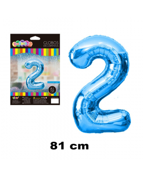 GLOBO HELIO NUMERO 2 CELESTE 81CM /600