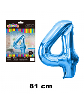 GLOBO HELIO NUMERO 4 CELESTE 81CM /600