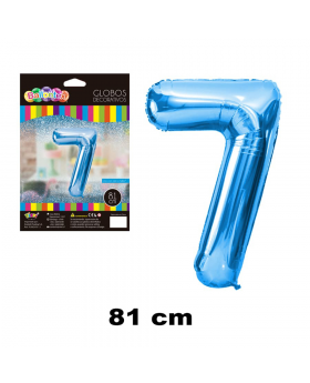 GLOBO HELIO NUMERO 7 CELESTE 81CM /600
