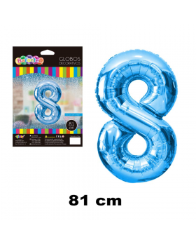GLOBO HELIO NUMERO 8 CELESTE 81CM /600