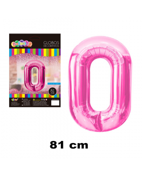 GLOBO HELIO NUMERO 0 ROSADO 81CM /600