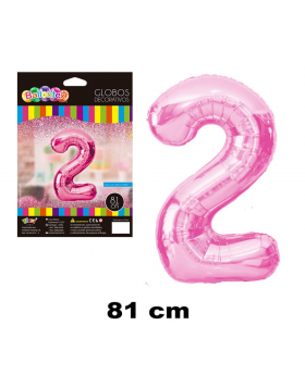 GLOBO HELIO NUMERO 2 ROSADO 81CM /600