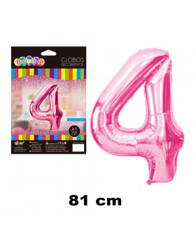 GLOBO HELIO NUMERO 4 ROSADO 81CM /600