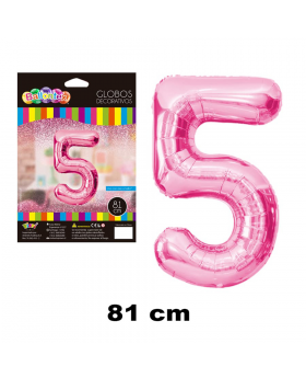 GLOBO HELIO NUMERO 5 ROSADO 81CM /600