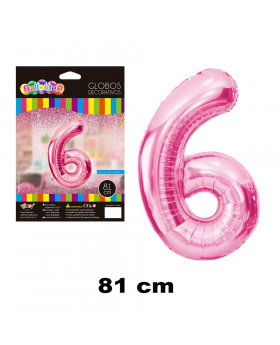 GLOBO HELIO NUMERO 6 ROSADO 81CM /600