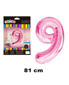 GLOBO HELIO NUMERO 9 ROSADO 81CM /600