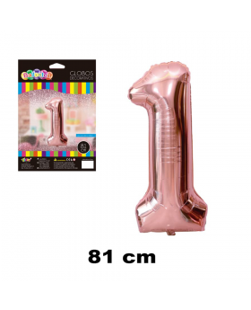 GLOBO HELIO NUMERO 1 ROSE GOLD 81CM /600