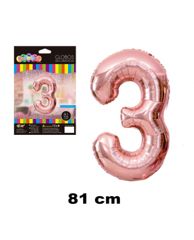 GLOBO HELIO NUMERO 3 ROSE GOLD 81CM /600