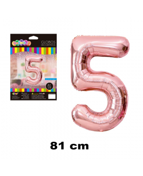 GLOBO HELIO NUMERO 5 ROSE GOLD 81CM /600