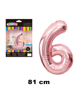 GLOBO HELIO NUMERO 6 ROSE GOLD 81CM /600