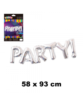GLOBOS HELIO LETRAS PARTY COLOR SILVER/300