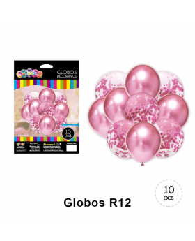 GLOBOS DECORATIVOS METALICO PINK SET10U /200