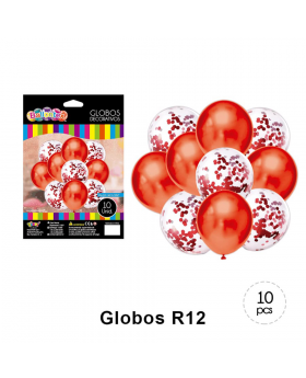 GLOBOS DECORATIVOS METALICO RED SET10U /200
