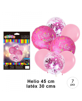 GLOBOS BOUQUET CUMPLEAÑOS GIRL KIT7P /200