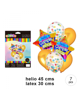 GLOBOS BOUQUET DORADO FELIZCUMPLEAÑOS x7Pzs/200