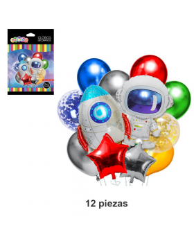 GLOBOS BOUQUET ASTRONAUTA KIT12P /240