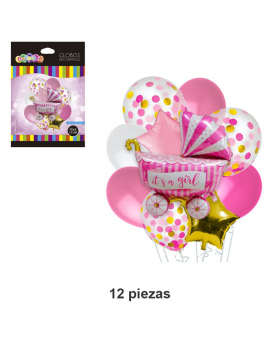 GLOBOS BOUQUET COCHE GIRL KIT12P /240