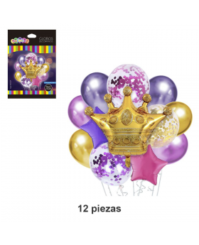 GLOBOS BOUQUET CORONA REYNA KIT12P /240